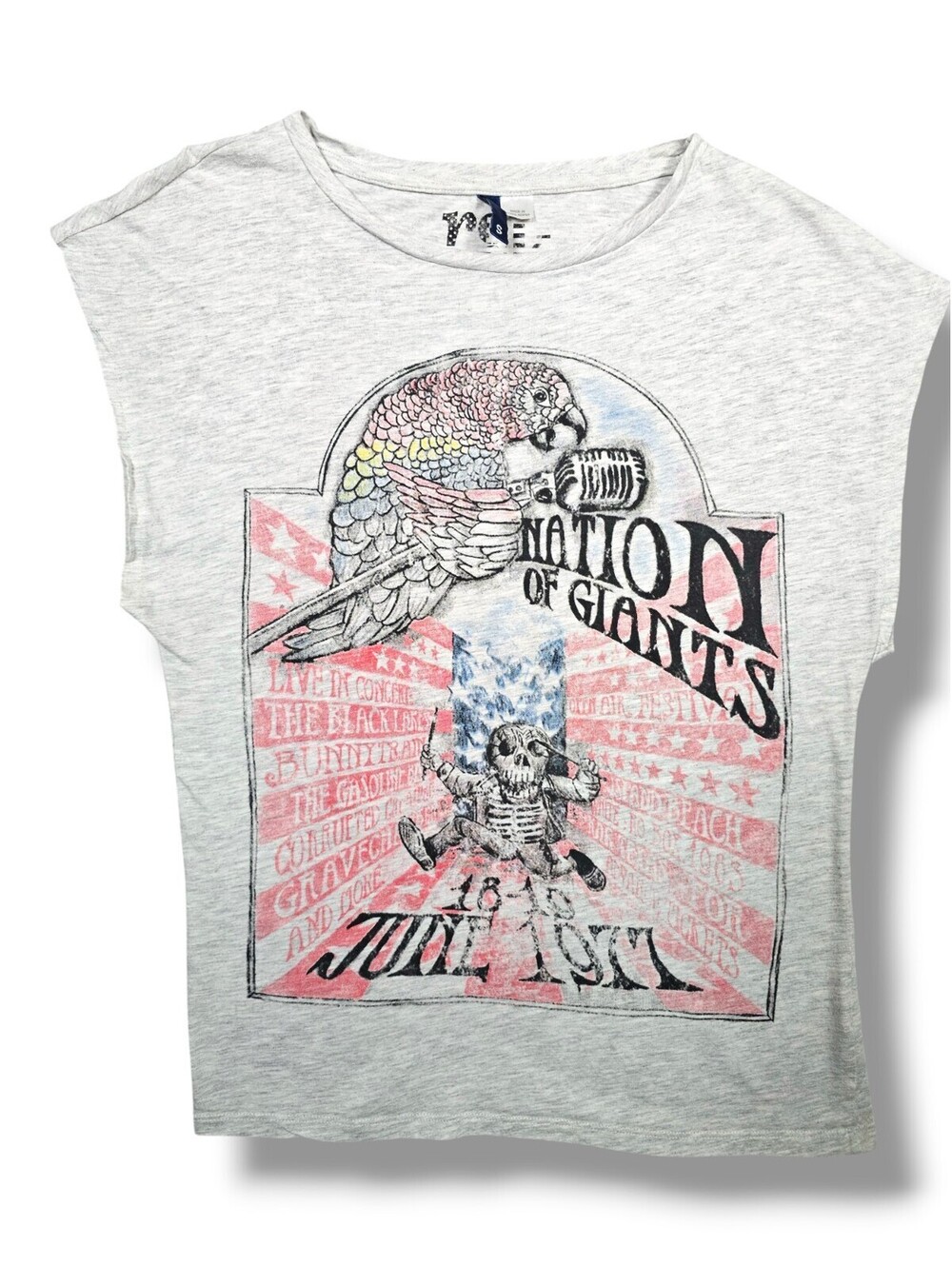 Parrot Graphic Dolman Sleeve Muscle Tee Casual Summer Festival Retro Y2K Small
